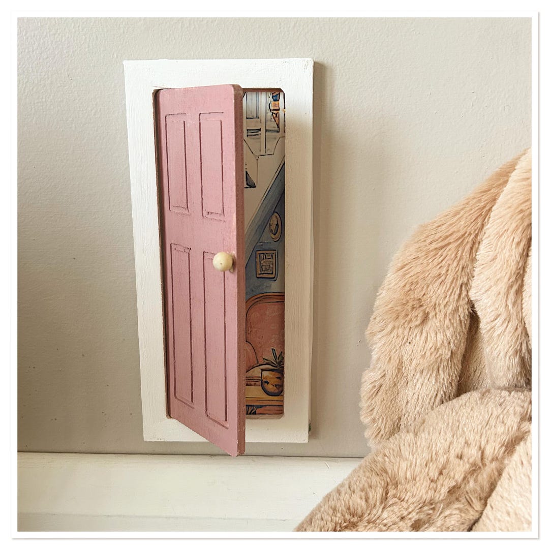 Hand-painted Opening Fairy Door With Wall Decal: Magical Kids Decor - Etsy