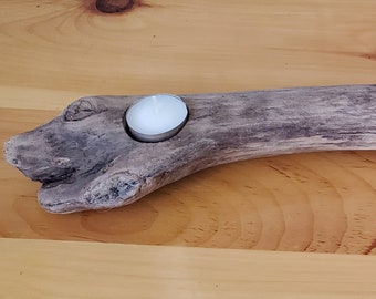 Lake Superior Driftwood Piece With 1 Tealight Candle