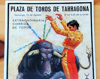 Vintage Unused Post Card of Bull Fighting at the Plaza de Toros de Tarragona, Spain
