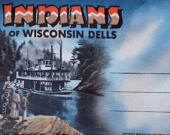 Vintage Unused Drawings Souvenir Booklet of Indians of Wisconsin Dells, , WI. Looks to be late 1950s or 1960s