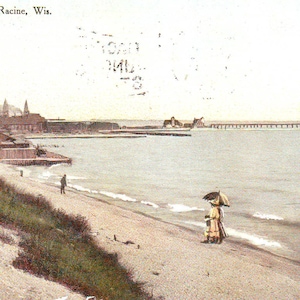 Antique Post Card of South Beach, Racine, Wisconsin, Stamped Postcard. Postmarked 1911