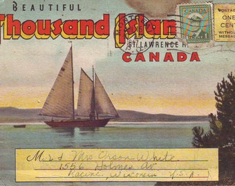 Vintage Stamped Drawings Souvenir Booklet of Thousand Islands, Canada. 1947