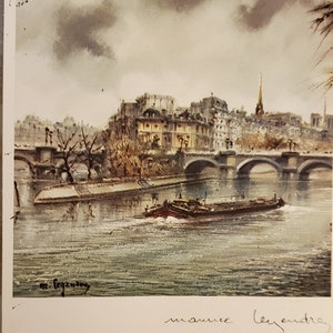 Vintage Used Paris Scenes along Seine Post Card, 1984
