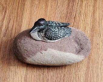 Lake Superior Jacobsville Sandstone Heavy Accent Piece With Resin Loon