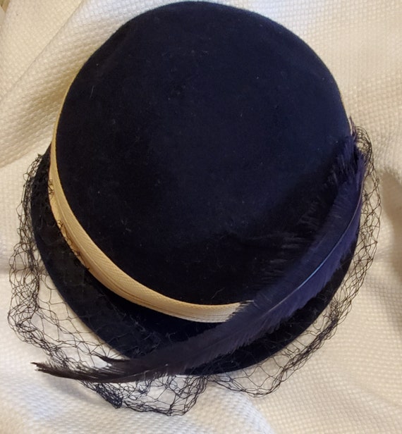 1950s Glenover Navy Blue Complete Wool Hat - Etsy display picture 1