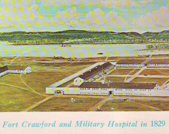 Vintage Second Fort Crawford and Military Hospital Painting at Museum of Medical Progress in Prairie d Chien,  Wisconsin Unused Post Card