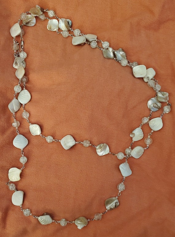 Beautiful Vintage 60" Mother-of-pearl Bead Neckla… - image 1