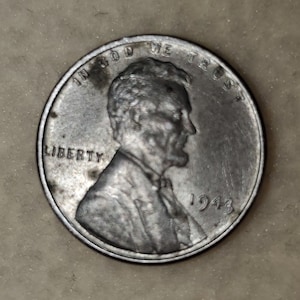 Vintage 1943 circuleerde stalen Lincoln Wheat Penny Coin