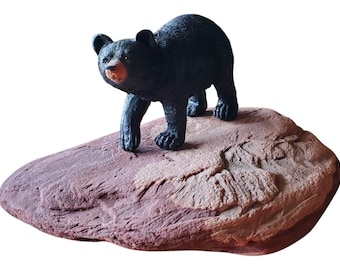 Lake Superior Jacobsville Sandstone Heavy Accent Piece With Resin Black Bear