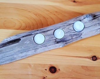 Lake Superior Driftwood Piece With 3 Tealight Candles