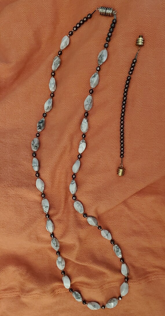 Beautiful Vintage 26" Stone Bead Necklace with 5" 
