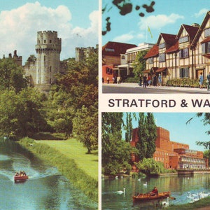 Vintage Unused Warwick Castle and Stratford, England Post Card