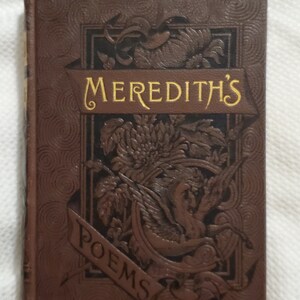 MEREDITH POEMS Fine Victorian Binding Illustrated 1880 ANTIQUE Rare Poetry