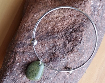 Handcrafted Beautiful Unique Lake Superior Epidote Bangle Bracelet