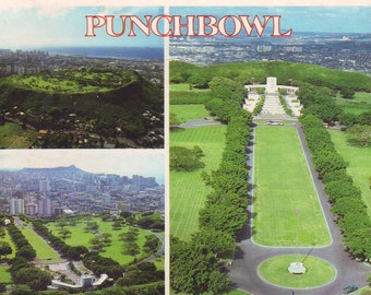 Vintage Punchbowl Memorial, Honolulu, Hawaii. Stamped Post Card. 1992