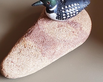 Lake Superior Jacobsville Sandstone Accent Piece With Resin Loon