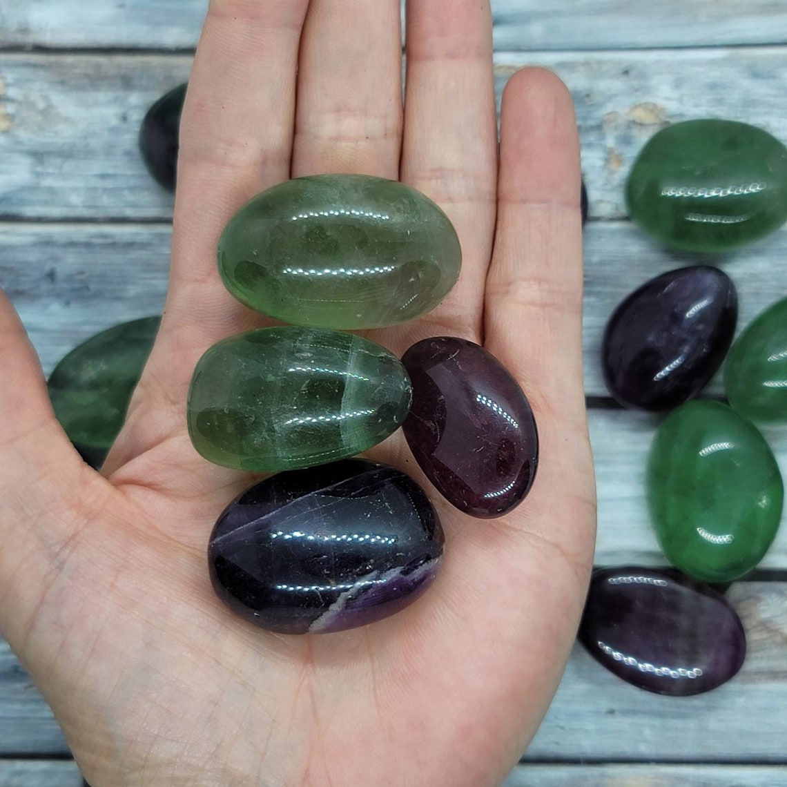 100g Fluorit Stein Lila und Grüne Fluorit Trommelsteine | Etsy