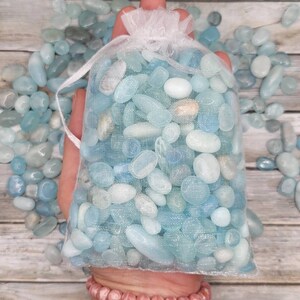 1lb Aquamarine Tumbled Chips, Small Tumbled Aquamarine Crystal, Bulk Crystals, Healing Crystal, Mineral Specimen image 4