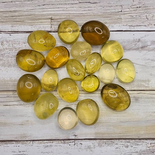 100g  Lemon Citrine Tumbled Stone, Tumbled Lemon Citrine Stones, Bulk Crystals for Jewelry Making, Crystal Healing, And Mineral Collecting