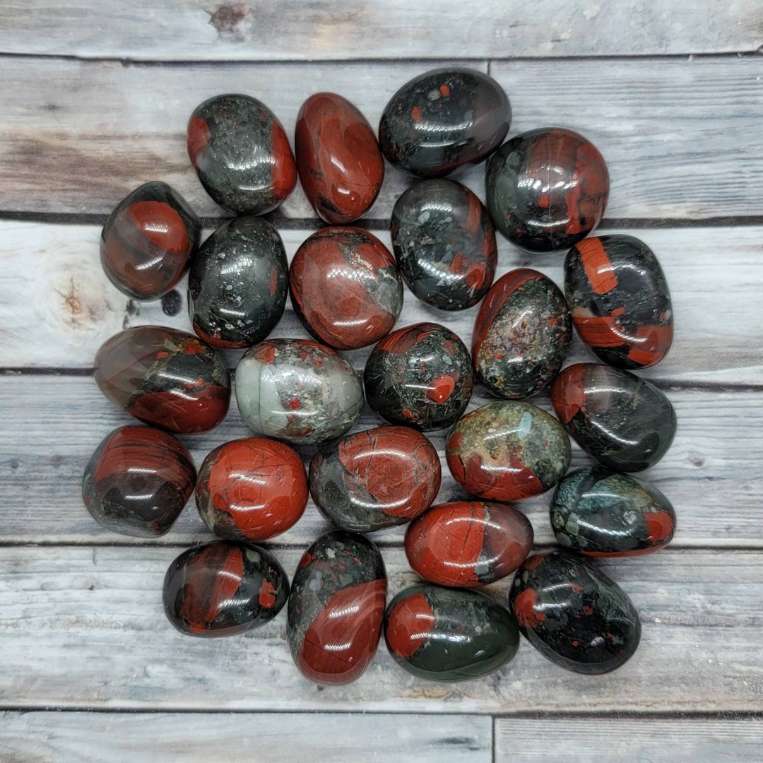 100g Bloodstone Jasper Tumbled Stone, Tumbled Bloodstone Jasper, Bulk Tumbled Stones, Jewelry