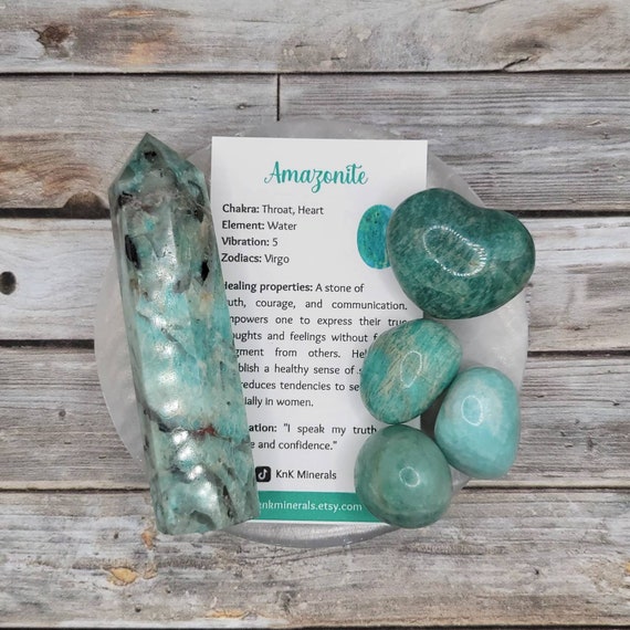 Amazonite Gift Set Amazonite Healing Crystal Kit With Etsy
