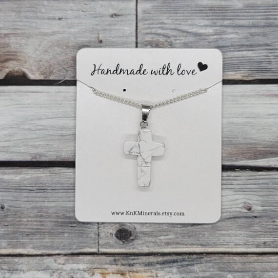 Small Howlite Cross Pendant With 
