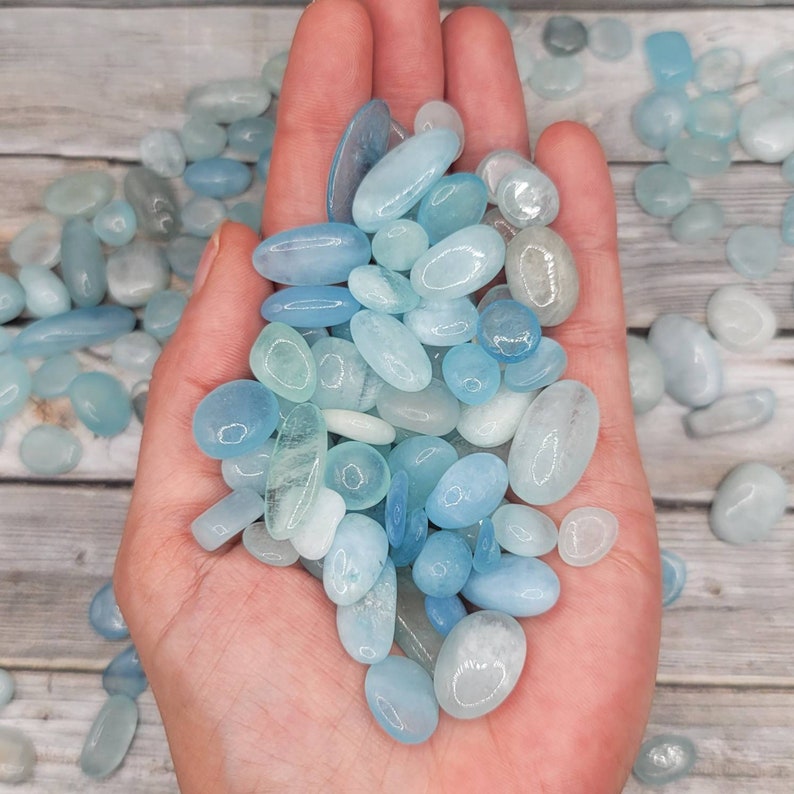 1lb Aquamarine Tumbled Chips, Small Tumbled Aquamarine Crystal, Bulk Crystals, Healing Crystal, Mineral Specimen image 2