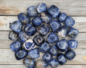 100g Sodalite Tumbled Stones, Bulk Crystals for Jewelry Making, Healing Crystal, Mineral Specimen #1