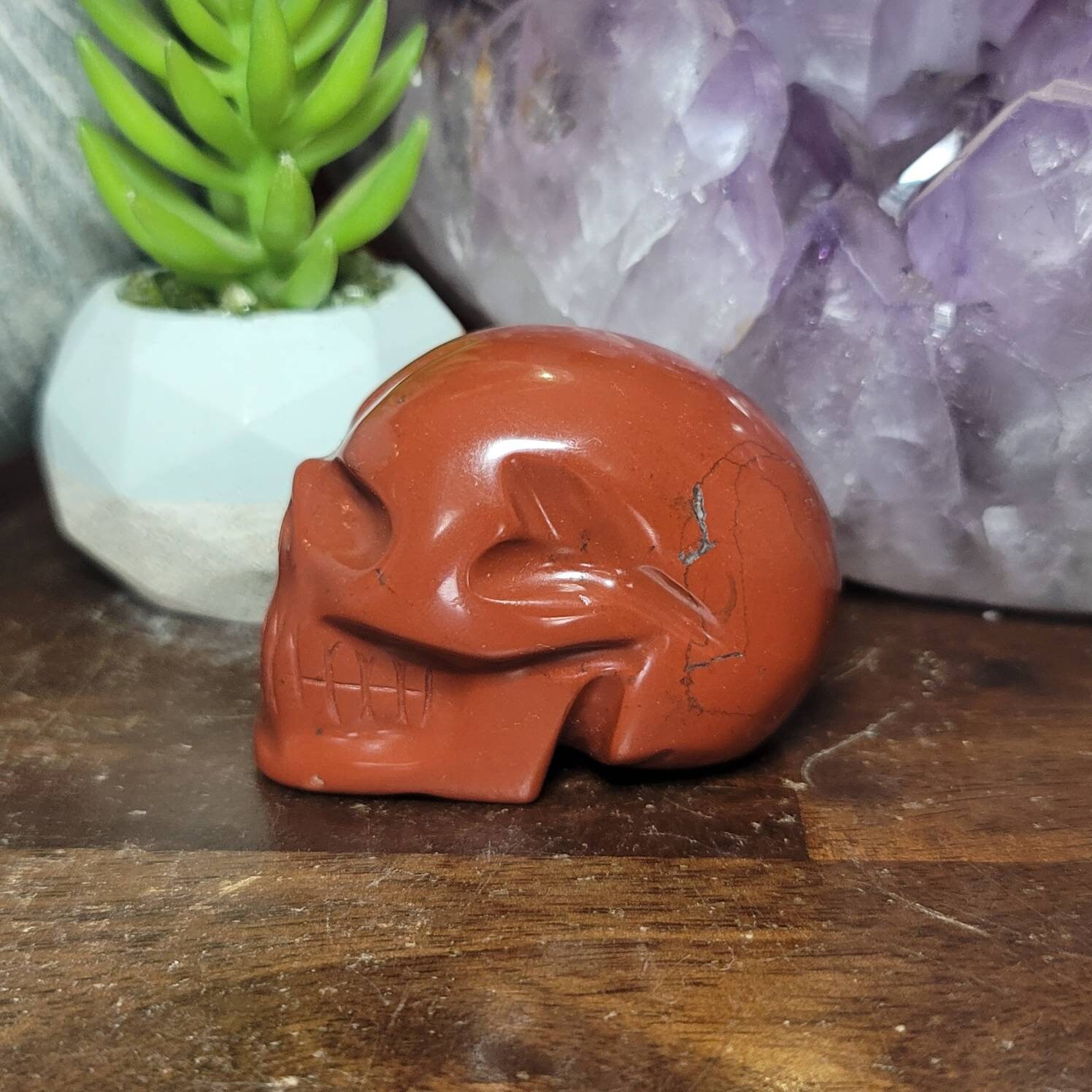 Skull Red Jasper Carving 2.2 inch Hand Carved Gemstone Crystal Skull #e1