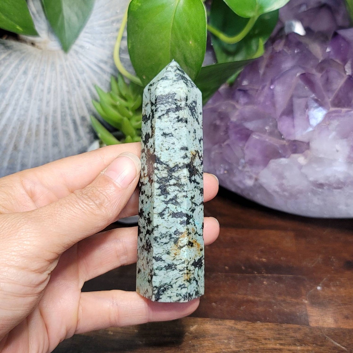 Natural Turquoise Tower Polished Turquoise Crystal Point | Etsy
