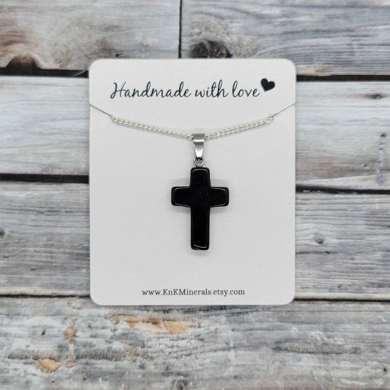 Small Obsidian Cross Pendant With 