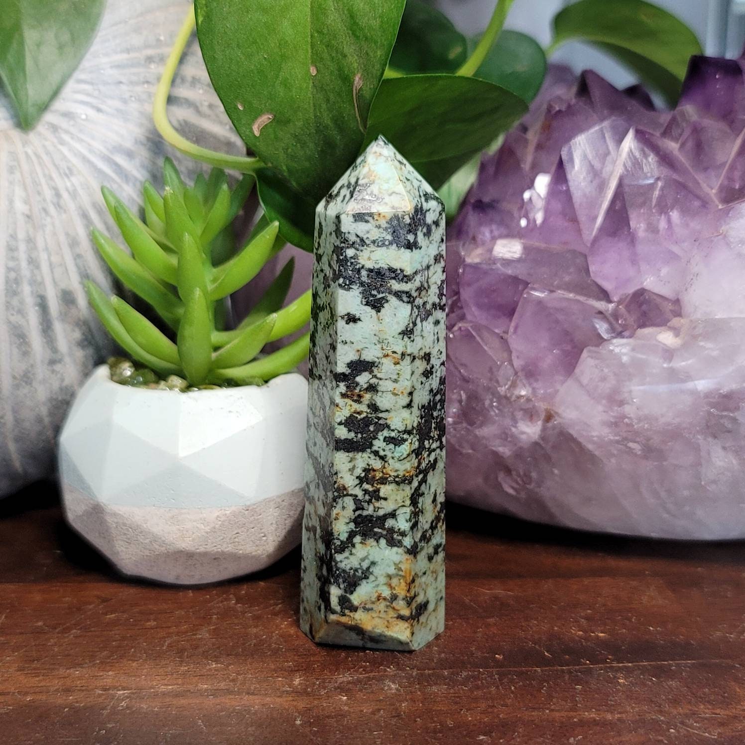 Natural Turquoise Tower Polished Turquoise Crystal Point | Etsy