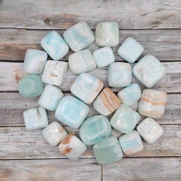 100g Blue Caribbean Calcite Tumbled Stone , Tumbled Calcite Crystal, Bulk Crystals, Healing Crystal, Mineral Specimen