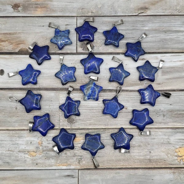 1-20 Piece Lapis Lazuli Star Crystal Pendant , Bulk Crystal Charms, Jewelry Making, Crystal Healing