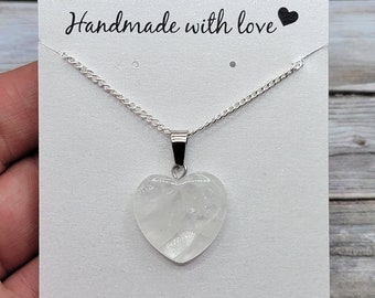 Sterling Silver OR Gold Plated Chain Shimmery Large Puff AB Glass Heart Necklace Sterling Silver OR Gold Plated Chain Shimmery Large Puff AB Glass Heart Necklace