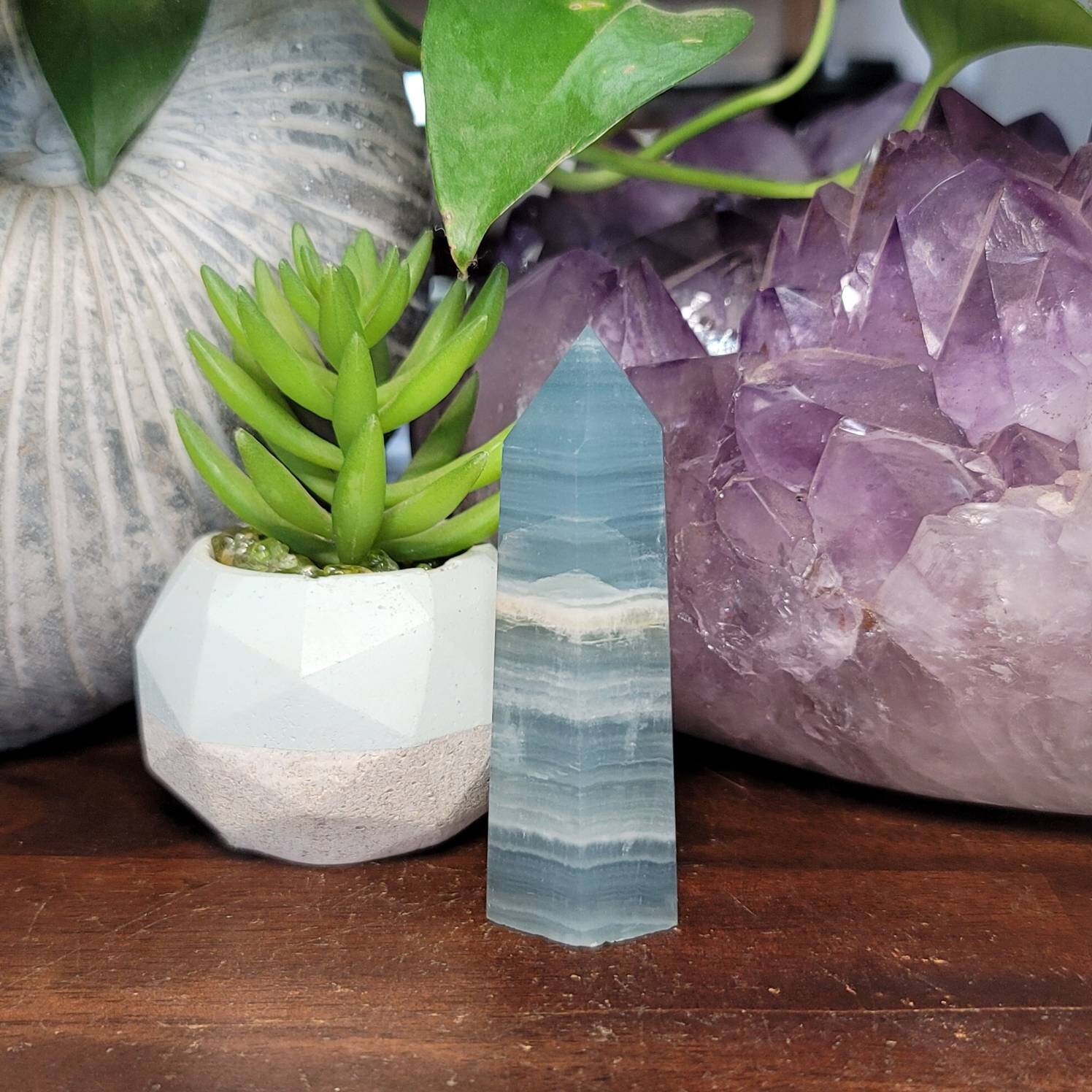 Blue Onyx Tower / Polished Blue Onyx Point / Blue Onyx Crystal Etsy