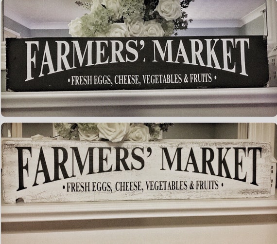 Farmers Market sign  / farmhouse style / wooden sign  / chippy paint  / shabby painted / Wood framed farmhouse sign