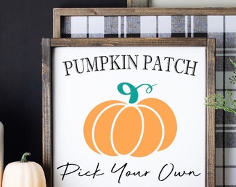 Pumpkin patch sign /  farmhouse style / autumn decor/ Wood framed farmhouse sign