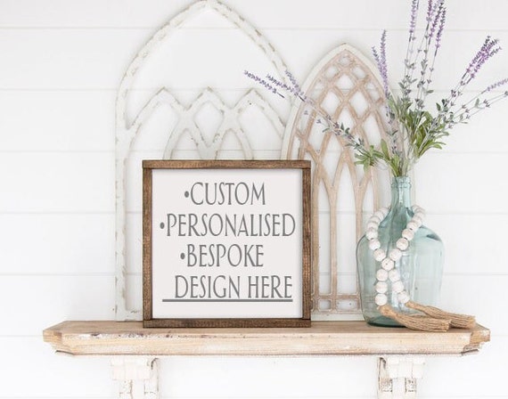 Custom sign / personalised / 23 x 23 cm / Wooden frame / BESPOKE  / country /rustic/ Wood framed  sign