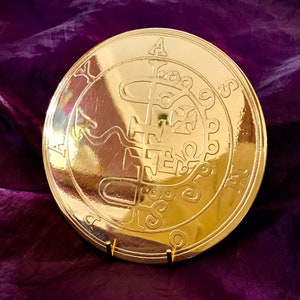 Large Hand-Crafted Goetic DEMONIC SCRYING Mirror / Altar Pantacle of ASMODAY - Talisman occult occultism sigil magick witch witchcraft