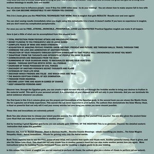 May include: A book cover with a colourful design featuring a stylised Egyptian god. The book title is "Magick That Gets Results" and the subtitle is "Practical Egyptian Magick". The book cover also includes the text "3 books in one volume!" and "No Gimmicks, no case histories".