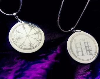 Ultimate Pentacle of The Moon for Unlocking Opportunities 30mm Double- Sided Sterling Silver Talisman - occultism pendant pentacle sigil