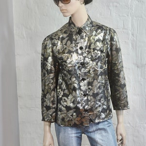 Vintage 80s Gold Metallic blouse, Cool print Women Top, Golden top, Gold Sequin, Gold Fashion, Style, Modern, Beauty