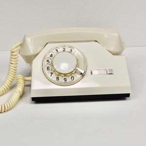 1980s Vintage Beige Rotary Phone - USSR Era