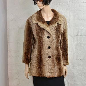 Vintage 60s Brown Ombre Persian Lamb Fur Half Coat - Size Large