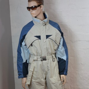 Vintage 90s Ski Suit By ASTROLABIO Women men's Activewear Grey One Piece Ski Suit Jumpsuit Hipster Winter Wear Size M