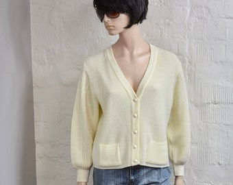 Vintage Wool cardigan By ASPA  jacket 80s spring fashion L size Made in W-Germany