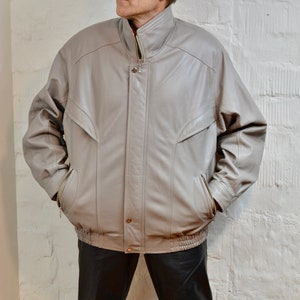 Manteau en cuir véritable gris pour hommes par MATRIX veste en cuir gris Taille Moyenne en parfait état