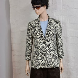 French Vintage Blazer, JEAN COSIE  Jacket, White Black Jacket, Made in France, size M