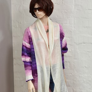 Hand knitted women Cardigan, Vintage Patterned Knitwear, Wool blended sweater, jacket Size Oversize 100% Handmade